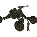Advanced Mars Rover Mechanical Structure With Large Tires And Scientific Gear