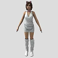 Female Character With Cat Ears Dressed In White Dress And White Boots