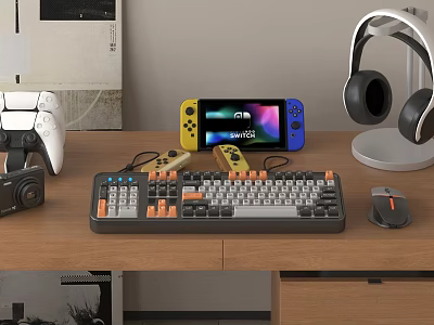 Digital combination game equipment computer keyboard wireless headset game machine 3d model