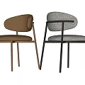 Modern Single Chair Design With Grey Fabric And Brown Leather Upholstery And Metal Legs