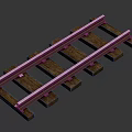Railway Track Structure With Wooden Sleepers And Metal Rails