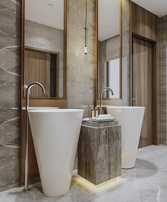 Modern Light Luxury Washstand Column Washstand Washbasin Public Toilet Luxury Toilet 3d model