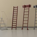 Different Types Of Ladders Including Step Ladder Red And Black Straight Models