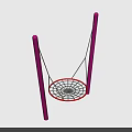Red Net Swing Playground Equipment With Purple Support Poles For Kids