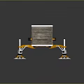 Orange Industrial Robotic Arm Handling Wooden Crate On Wooden Floor