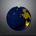 Blue And Yellow Globe With Highlighted Australia Continent On Dark Background