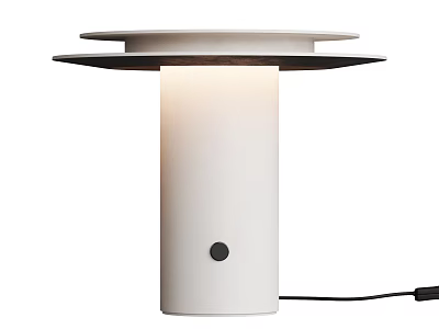 Modern Minimalist White Table Lamp With Cylindrical Body Round Top Platforms And Small Switch Button 3d model
