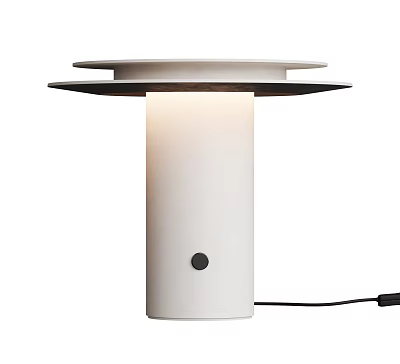 Modern Minimalist White Table Lamp With Cylindrical Body Round Top Platforms And Small Switch Button 3d model