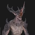 Horned Game Movie Character With Spiked Textured Muscular Body And Mythical Features