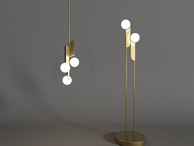 Light Luxury Lamps Combination Chandelier Floor Lamp 3d model