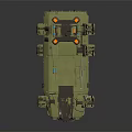 Futuristic Green Armored Vehicle With Turret Structures Tracks And Glowing Mechanical Details