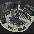 Modern Curved Office Building Design Featuring Glass Curtain Walls Spiral Walkway And Green Areas