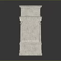Stone Archway with Carved Inscriptions and Classical Design on Reflective Black Surface