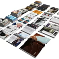 Various Books and Magazines With Colorful Covers Open Pages and Diverse Designs Collection
