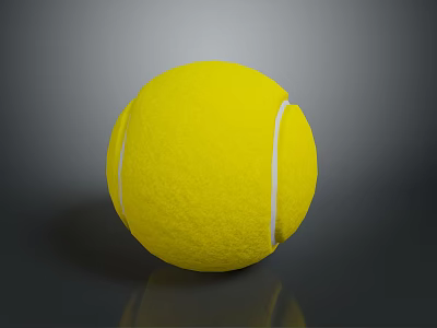 Bright Yellow Tennis Ball With White Stitching And Textured Surface On Grey Background 3d model
