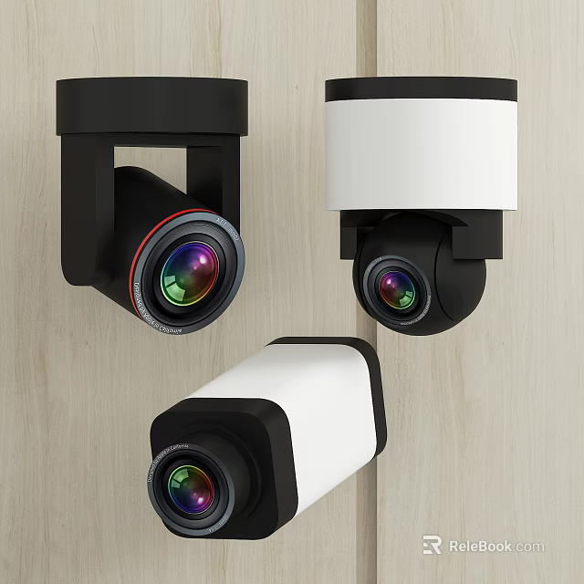 Modern Projection Monitoring Cameras With High Definition Lenses And Wall Mount Design 3d model 