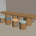 Wooden Oval Shaped Kids Table With Colorful Round Stools For Children's Room