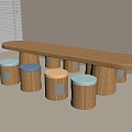 Modern children's table and chair combination 3d model