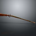 Antique Rifle With Wooden Stock And Metal Barrel Displayed On Gray Background With Reflection