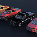 Multiple Stylish Pickup Trucks In Various Colors And Designs On