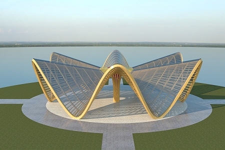 Wood Structure Special-shaped Parametric Landscape Corridor Architecture 3d model