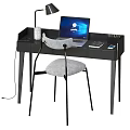 Modern Home Office Desk With Laptop Lamp Phone And Stationery
