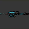 Futuristic Mechanical Weapon Design With Turquoise Accents And Brown Claw Structure
