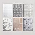 Square Rugs Featuring Geometric Floral Patterns And Woven Textures In Neutral Tones 3d model