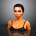 3D Rendered Game Female Character With Short Black Hair Black Tank Top And Tattooed Skin