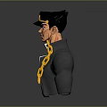 Man Wearing Black Cap With Yellow Chain Gray Tank Top And Black Jacket Bust Sculpture