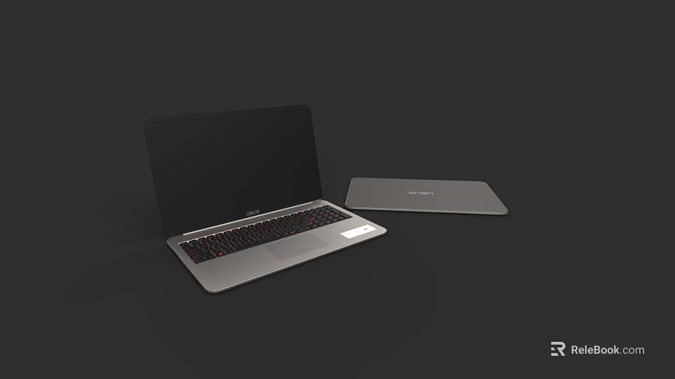 Sleek Modern Silver Open And Closed Laptops On Dark Background 3d model 