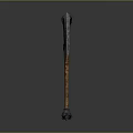 Medieval Battle Axe With Spiked Metal Blade And Wooden Handle Design