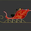 Red Decorative Sleigh Featuring Green Cushioned Seat Golden Accents Curved Runners And Gifts