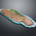 Natural Wood Stone Model With Green Vegetation And Blue Wavy Edges Design