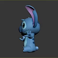 Cute Blue Stuffed Toy with Large Pink Inner Ears Big Eyes and Open Arms