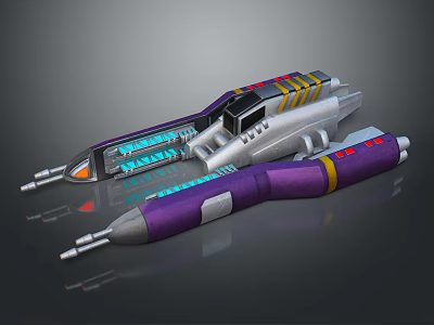 Futuristic Sci Fi Tools With Purple Silver Design Blue Illuminated Panels And Red Accent Stripes 3d model