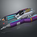 Futuristic Sci Fi Tools With Purple Silver Design Blue Illuminated Panels And Red Accent Stripes