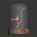 Glass Dome Decor Featuring Cartoon Character and Animal with Copper Base and Golden Ball
