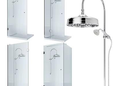 Modern Shower Sauna Design With Stainless Steel Shower Head And Glass Enclosure 3d model