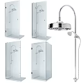 Modern Shower Sauna Design With Stainless Steel Shower Head And Glass Enclosure