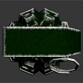 Green Military Grenade With Square Pattern And Fuse Design 3D Rendered Weapon On Dark Background