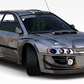 Sporty Modified Car With Large Tires Round Headlights Roof Spoiler And Green Racing Seats