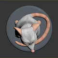 Animated Game Movie Character Grey Mouse With Large Ears Standing Pose On Blue Circular Base