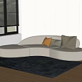 Nordic Curved Sofa Double-sided Sofa Shaped Sofa Sofa Pillow Texted Carpet 3d model