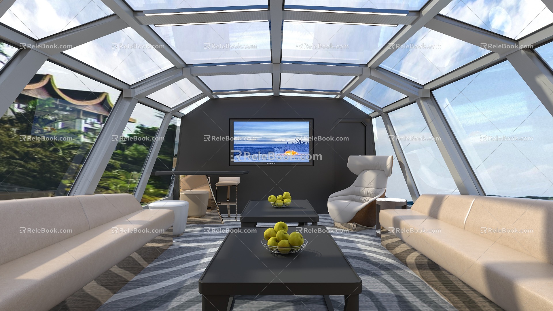 Yacht Cabin VIP Room Interior 3D Effect 3d model