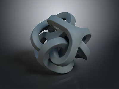 Modern Household Decorative Object With Gray Intertwined Loops Abstract Geometric Design Shape 3d model