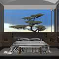Modern Living Dining Room Interior Design With Sofa Coffee Table Decorative Painting And Plants
