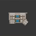 Elegant Architectural Courtyard Design With Stone Pools Columns And Steps Layout
