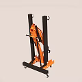 Orange And Black Hydraulic Lifting Device With Wheels For Heavy Loads 3d model