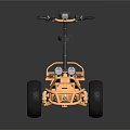 Orange Quad Bike With Four Wheels Handlebars Seat Headlights And Storage Rack
